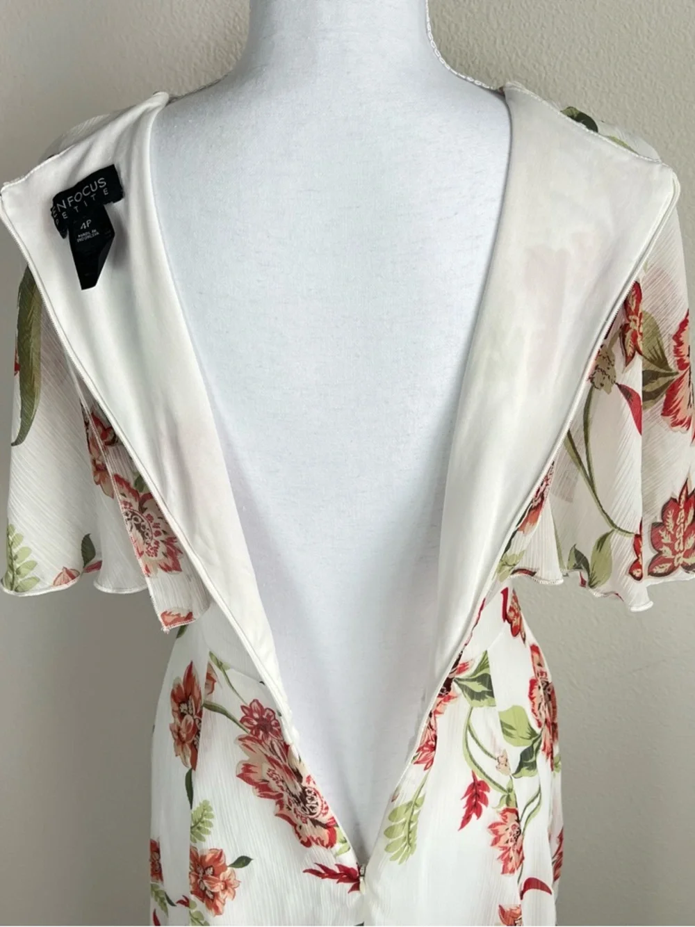 Enfocus Petite Fairy Floral Maxi Dress White Coral Romantic Easter Spring 4P - Picture 5 of 10